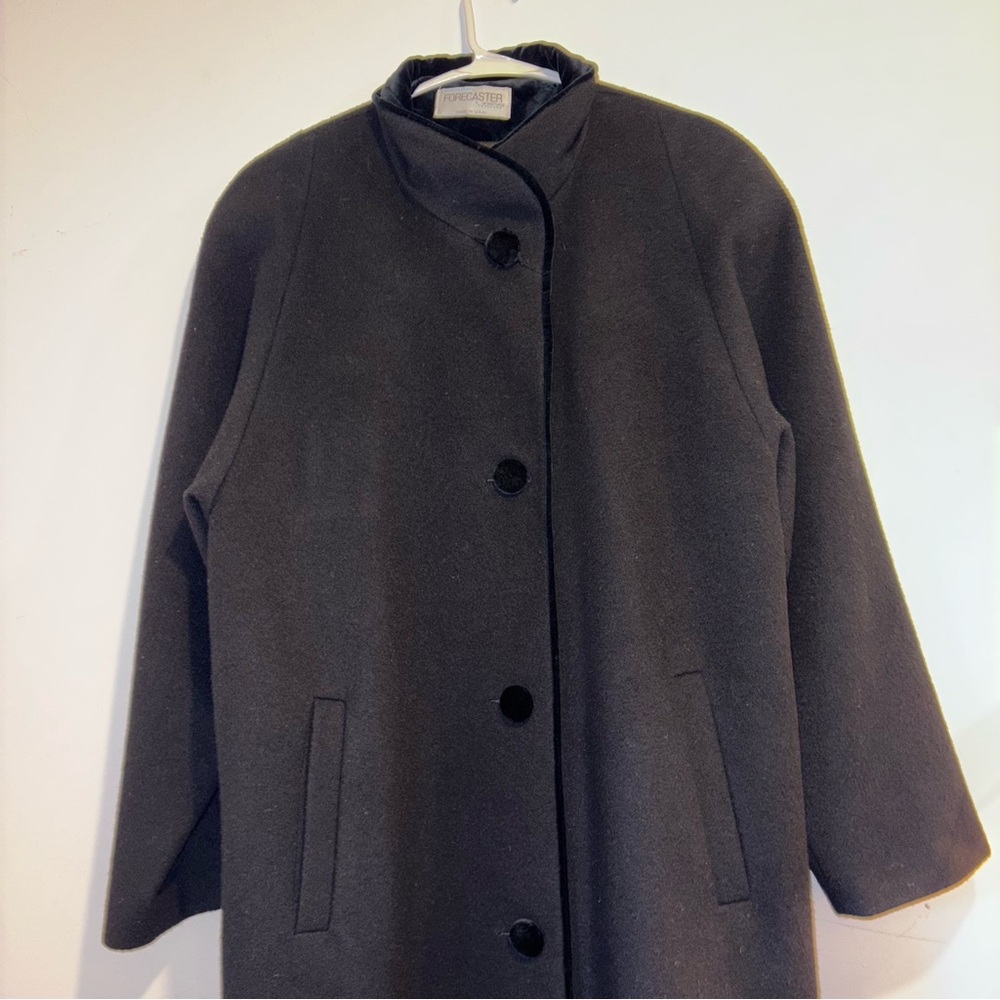 Classic Black Women's Trench Coat vintage wool